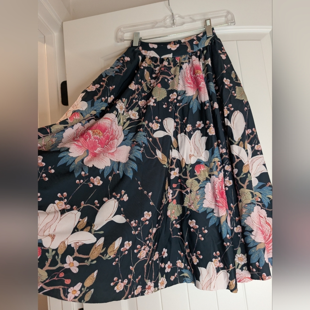Blackmilk Koson Flowers Floral A-Line Skirt - Black and Pink - Picture 7 of 7